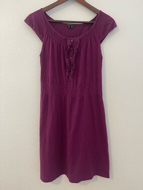 Theory Plum Ruffle-Front Cap Sleeve Mini Dress